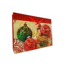 Dísztasak 44 x 32,5 cm "Karácsony, díszgömbök, piros" ajándéktasak