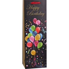 Dísztasak boros matt 12x36 cm fekete- színes lufikkal ajándéktasak