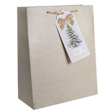 Dísztasak glitteres 18x23 cm arany kártyával ajándéktasak