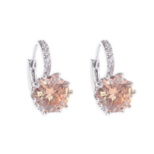  Divatos női fülbevaló, elegáns, halvány narancssárga vágott üveg, fém foglalatban fülbevaló