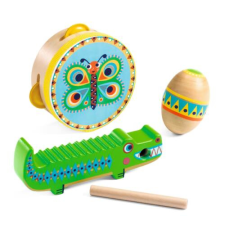 DJECO Játékhangszer - Tamburin, maracas, guiro - Set of percussions: tambourine, maracas, guiro - Djeco játékhangszer