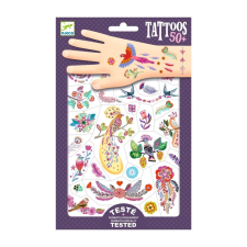 DJECO Tattoos, Bright birds - Tetováló matricák, Madarak csillámtetoválás