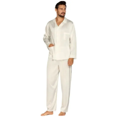 DKaren Lukas férfi szaténpizsama, fehér M