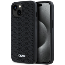  DKNY 3D Rubber Repeat Pattern tok iPhone 15 Plus készülékhez - fekete tok és táska