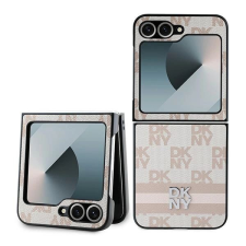DKNY Checkered Pattern Printed Stripes tok Samsung Galaxy Z Flip 6 - rózsaszín tok és táska