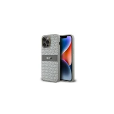 DKNY DKHCP14LPRTHSLE Leather Mono Stripe &amp; Metal Logo tok iPhone 14 Pro - bézs tok és táska