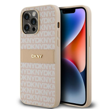 DKNY DKHCP14LPRTHSLP Leather Mono Stripe & Metal Logo tok iPhone 14 Pro - rózsaszín tok és táska