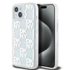 DKNY DKHCP15SLCPEPT Liquid Glitter Multilogo tok iPhone 15 / 14 / 13 - fehér tok és táska