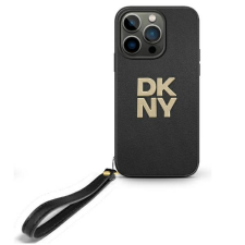 DKNY DKHCP16LPBSWSK Wrist Strap Stock Logo keménytok iPhone 16 Pro - fekete tok és táska