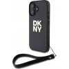 DKNY DKHCP16SPBSWSK Wrist Strap Stock Logo Keménytok iPhone 16 - Fekete (DKHCP16SPBSWSK)