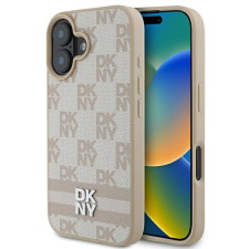 DKNY DKHCP16SPCPTSSP Checkered Pattern &amp; Printed Stripes keménytok iPhone 16 - rózsaszín tok és táska