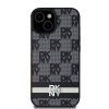 DKNY DKHCS24LPCPTSSK Leather Checkered Mono Pattern &amp; Printed Stripes tok Samsung Galaxy S24 Ultra - fekete