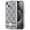DKNY DKHMP15MHCPTSE IML Checkered Mono Pattern &amp; Printed Stripes MagSafe-kompatibilis tok iPhone 15 Plus / 14 Plus - bézs