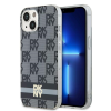 DKNY DKHMP15SHCPTSK IML Checkered Mono Pattern &amp; Printed Stripes MagSafe-kompatibilis tok iPhone 15 / 14 / 13 - fekete