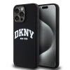 DKNY DKHMP15XSNYACH Liquid Silicone White Printed Logo MagSafe-kompatibilis tok iPhone 15 Pro Max - fekete