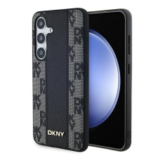 DKNY DKHMS24SPCPVSLK Leather Checkered Mono Pattern MagSafe-kompatibilis tok Samsung Galaxy S24 - fekete tok és táska