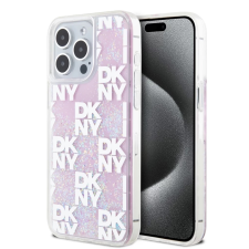 DKNY DKNY Liquid Glitter Checkered Pattern tok iPhone 15 Pro Max készülékhez rózsaszín tok és táska