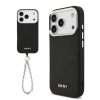DKNY DKNY PU bőr fém logós csuklókarkötős MagSafe tok iPhone 17 Pro készülékhez fekete