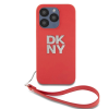 DKNY DKNY PU Leather Stack Logo Wrist Strap tok iPhone 14 Pro Max készülékhez piros