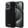 DKNY iPhone 14 Pro Max MagSafe Fém LOGO keménykeretes Szilikon Telefon tok - Fekete (DKHMP14XSMCHLK)