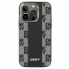 DKNY iPhone 14 Pro Max MagSafe Kockás keménykeretes bőr Telefon tok - Fekete (DKHMP14XPCPVSLK)