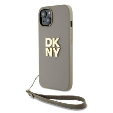 DKNY iPhone 15 Plus Csuklópántos PU Bőr Telefon tok - Bézs (DKHCP15MPBSWSE) tok és táska