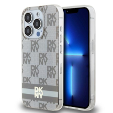DKNY iPhone 15 Pro MagSafe Kockás IML mintázat Műanyag Telefon tok - Bézs (DKHMP15LHCPTSE) tok és táska