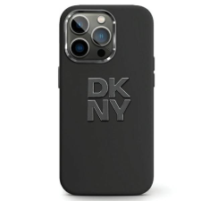 DKNY iPhone 15 Pro Max fém LOGO Keménykeretes szilikon Telefon tok - Fekete (DKHCP15XSMCBSK) tok és táska