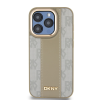 DKNY iPhone 15 Pro Max MagSafe kockás mintás PU Bőr Telefon tok - Bézs (DKHMP15XPCPVSLE)