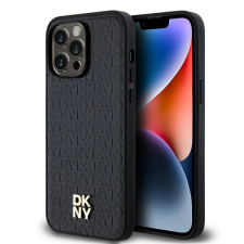 DKNY Leather Pattern Metal Logo MagSafe-kompatibilis tok iPhone 13 Pro Max - fekete tok és táska