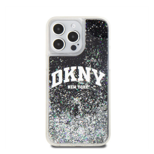 DKNY Liquid Glitter Arch Logo iPhone 15 Pro Max hátlap tok, fekete (DKHCP15XLBNAEK) tok és táska