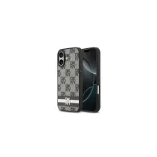 DKNY PU Leather Checkered Pattern and Stripe Apple iPhone 17 hátlap tok, fekete tok és táska