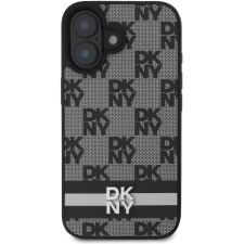 DKNY PU Leather Checkered Pattern and Stripe iPhone 16 Black tok (DKHCP16SPCPTSSK) tok és táska