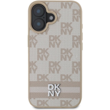 DKNY PU Leather Checkered Pattern and Stripe iPhone 16 Pink tok (DKHCP16SPCPTSSP) tok és táska