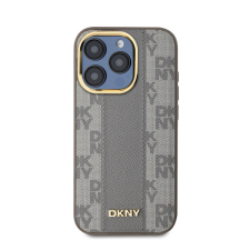 DKNY PU Leather Checkered Pattern iPhone 15 Pro MagSafe tok, bézs tok és táska