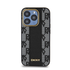 DKNY PU Leather Checkered Pattern iPhone 15 Pro Max MagSafe tok, fekete tok és táska