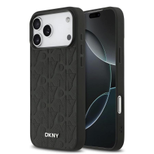 DKNY PU Leather Grid Pattern Magsafe tok iPhone 17 Pro Max készülékhez fekete tok és táska