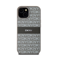 DKNY PU Leather Repeat Pattern Tonal Stripe Apple iPhone 15 hátlap tok, bézs tok és táska