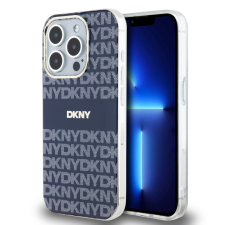 DKNY PU Leather Repeat Pattern Tonal Stripe iPhone 13 Pro Max tok, kék tok és táska