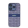  DKNY PU Leather Repeat Pattern Tonal Stripe iPhone 14 Pro Max hátlap tok, kék