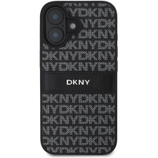 DKNY PU Leather Repeat Pattern Tonal Stripe iPhone 16 Black tok (DKHCP16SPRTHSLK) tok és táska
