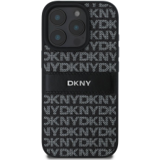 DKNY PU Leather Repeat Pattern Tonal Stripe iPhone 16 Pro Black tok (DKHCP16LPRTHSLK) tok és táska