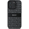 DKNY PU Leather Repeat Pattern Tonal Stripe iPhone 16 Pro Max Black tok (DKHCP16XPRTHSLK)