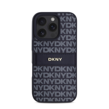 DKNY PU Leather Repeat Pattern Tonal Stripe iPhone 16 Pro Max tok, kék tok és táska