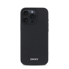 DKNY PU Leather Silver Metal Logo iPhone 16 Pro Max MagSafe tok, fekete tok és táska