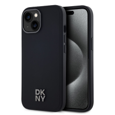 DKNY PU Leather Stack Logo iPhone 14 MagSafe tok, fekete tok és táska