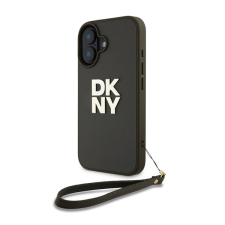 DKNY PU Leather Stack Logo iPhone 16 tok csuklópánttal, zöld (DKHCP16SPBSWSA) (DKHCP16SPBSWSA) tok és táska