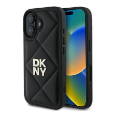 DKNY Quilted Stack Logo iPhone 16 hátlap tok, fekete DKHCP16SPQDSLK tok és táska