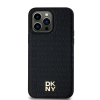 DKNY Samsung S24 / S928 MagSafe Fém LOGO keménykeretes bőr Telefon tok - Fekete (DKHMS24LPSHRPSK)