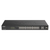 DLINK D-LINK Switch 24x1000Mbps (24xPOE) + 2xGigabit kombó SFP Fémházas Menedzselhető Rackes, DGS-1100-26MPV2/E